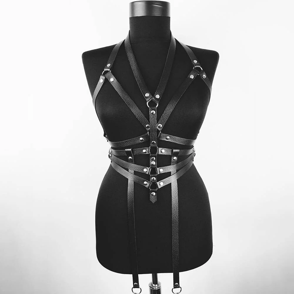 Gothic Style Under-Bust Harness in PU Faux Leather