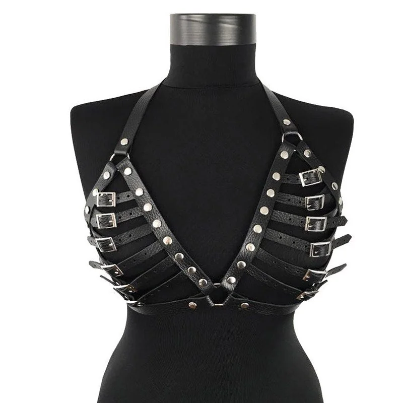 Gothic Style Under-Bust Harness in PU Faux Leather