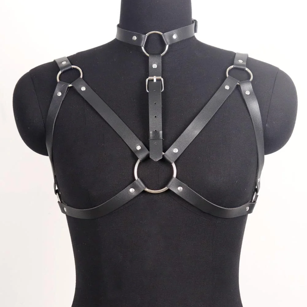 Gothic Style Under-Bust Harness in PU Faux Leather