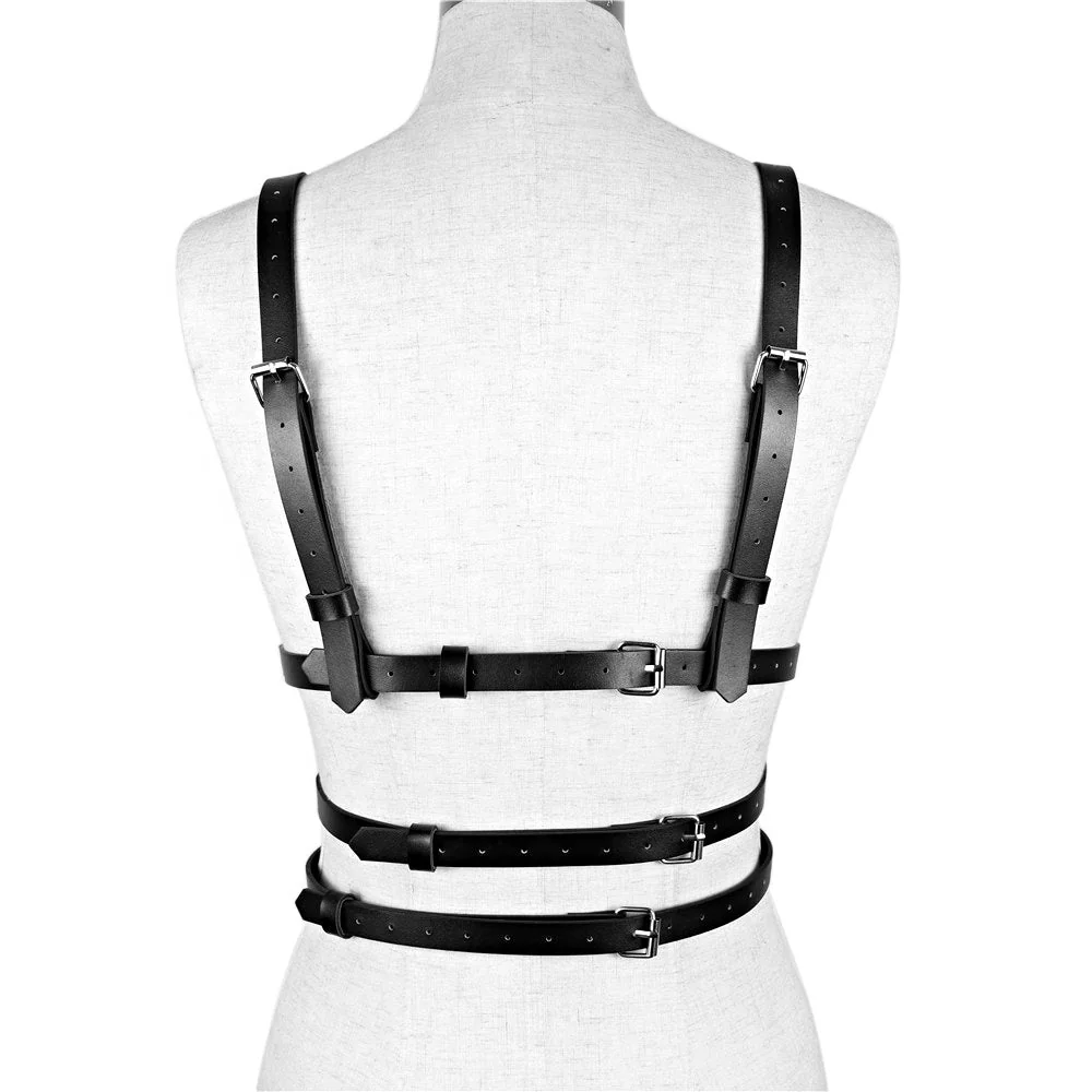 Gothic Style Under-Bust Harness in PU Faux Leather