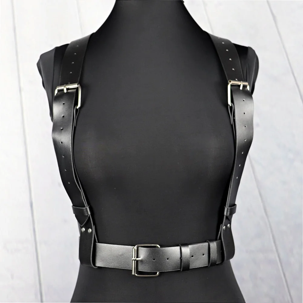 Gothic Style Under-Bust Harness in PU Faux Leather