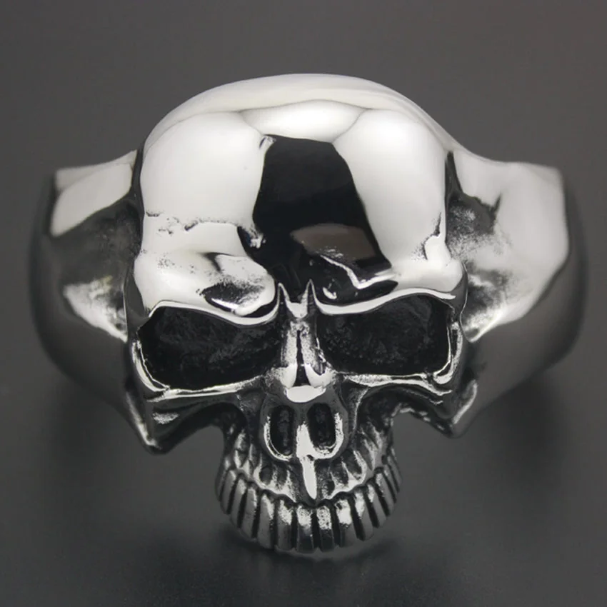 Adjustable Skull Face Cuff Bracelet - Steel