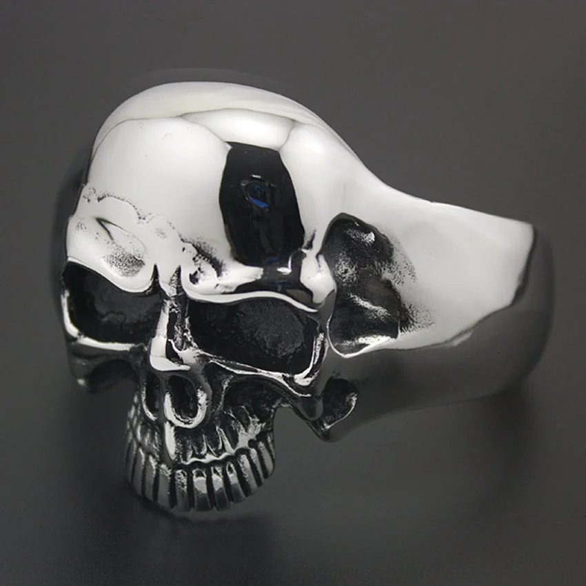 Adjustable Skull Face Cuff Bracelet - Steel