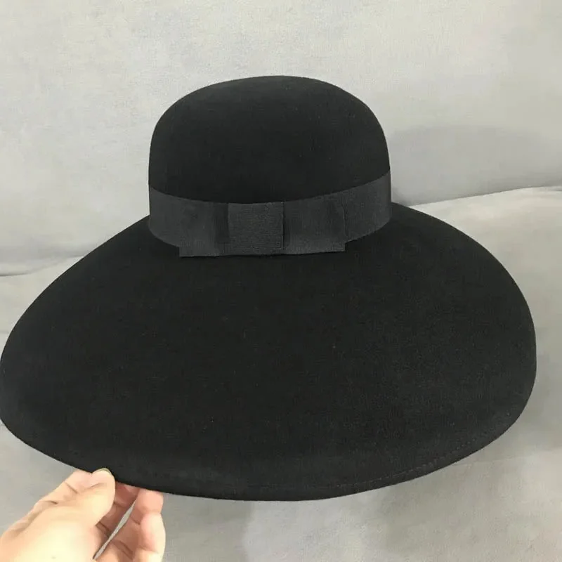 Sinister Goth Style Wool Wide Brim Hat