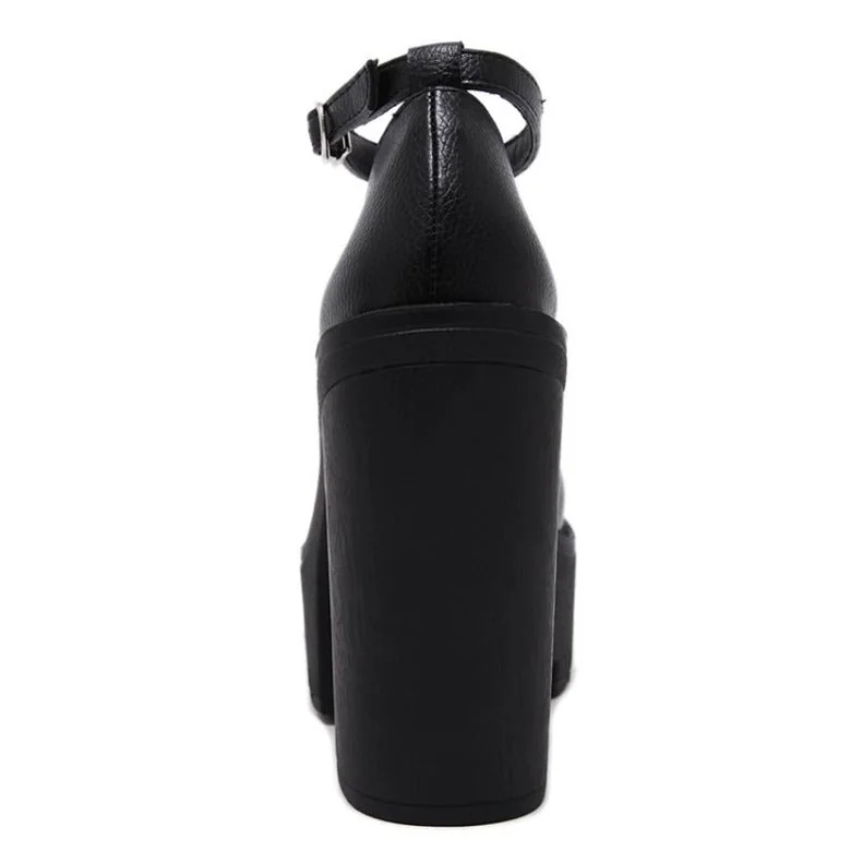 Chunky Platform Mary Jane Heels - Vegan Leather