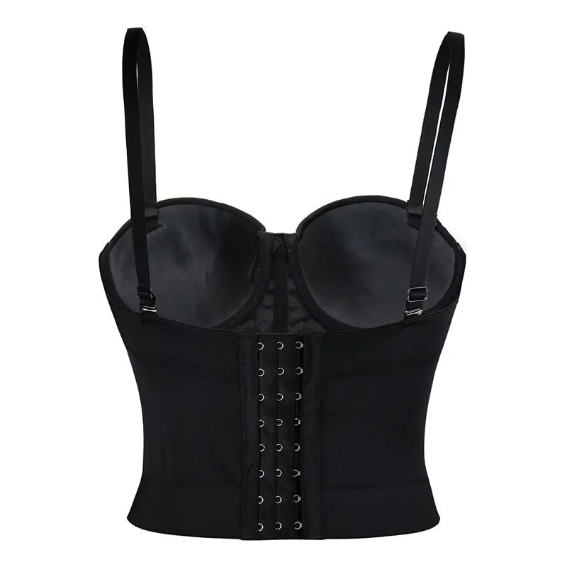 Black Leather Goth Bra Top