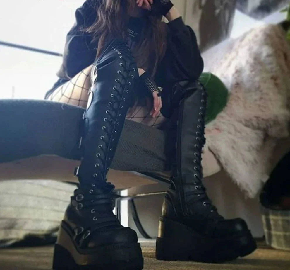 Gothic Style Platform Boots for Women