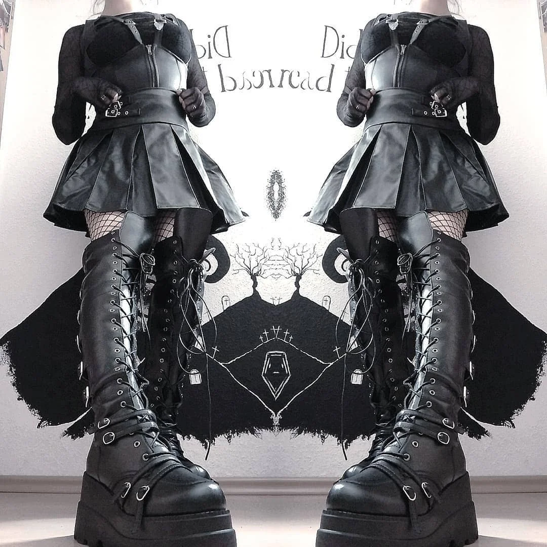 Gothic Style Platform Boots for Women