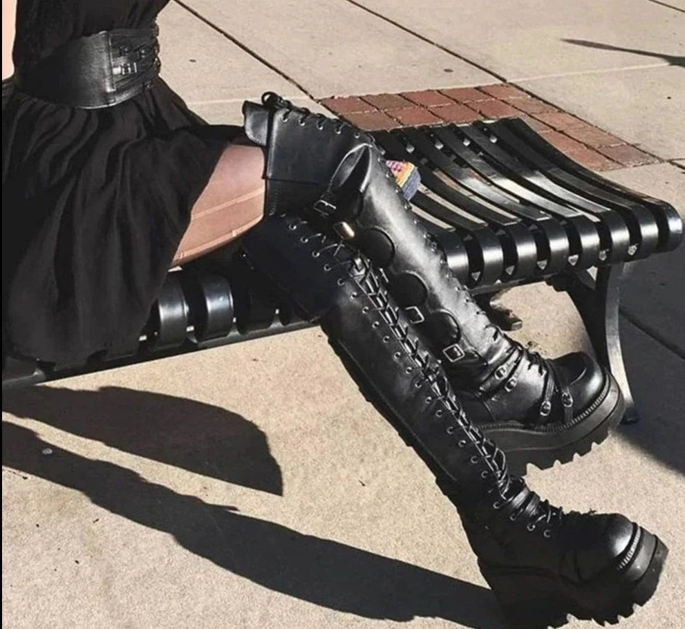 Gothic Style Platform Boots for Women
