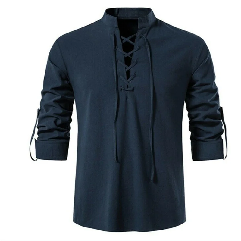 Gothic V-Neck Cotton & Polyester Top for Men