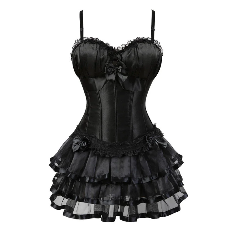 Gothic Corset Black Dress Premium Spandex Polyester Blend