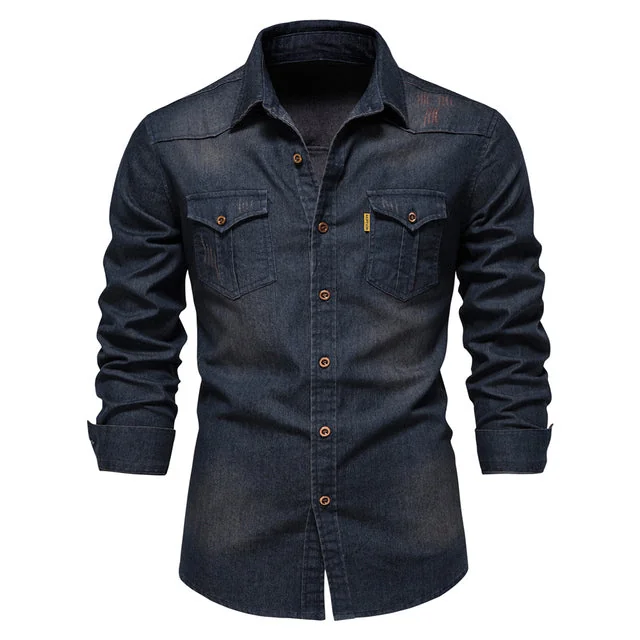 Mens Denim Long Sleeve Shirt in Premium Cotton