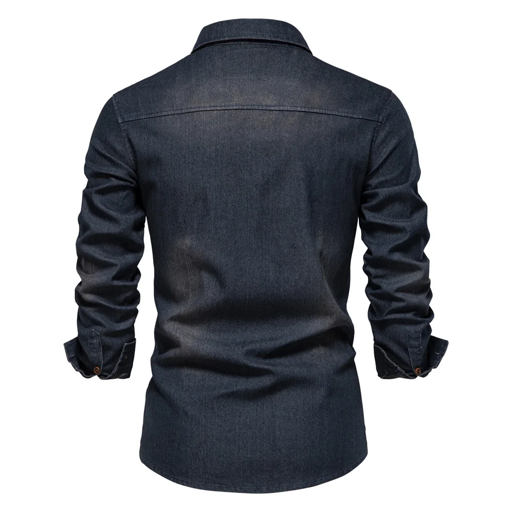 Mens Denim Long Sleeve Shirt in Premium Cotton