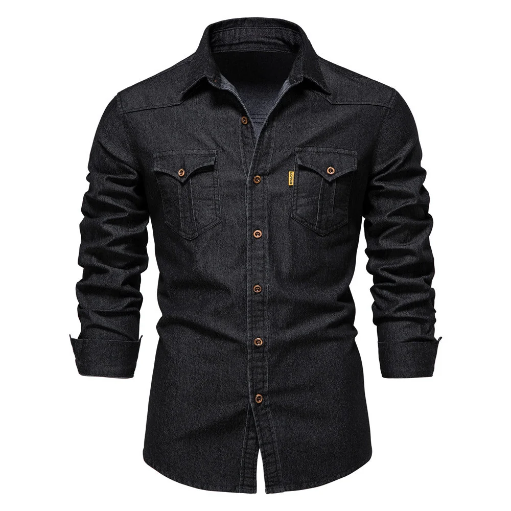 Mens Denim Long Sleeve Shirt in Premium Cotton