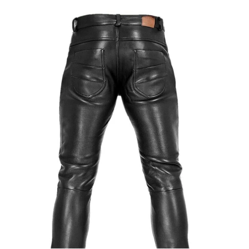 Limited Edition Leather Mens Pants Black Premium PU Cotton Blend
