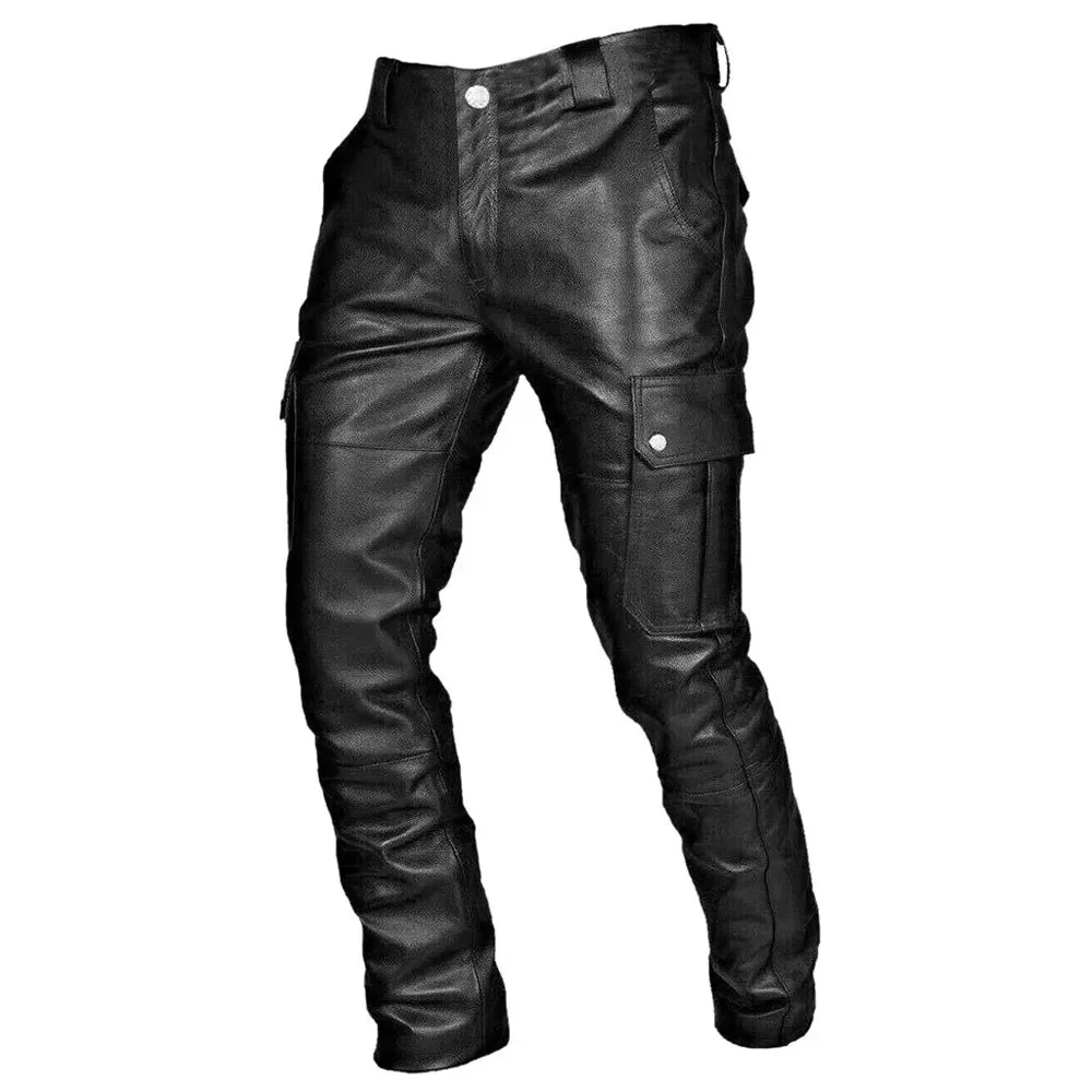 Mens Black Leather Pants Premium Quality Comfort Fit