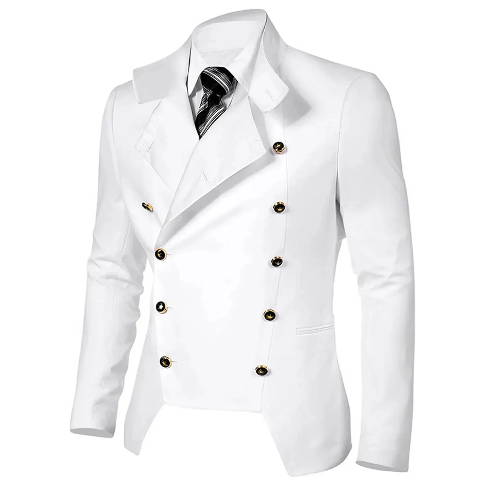 Premium Cotton Polyester Blend Mens Solid Jacket in Black/White