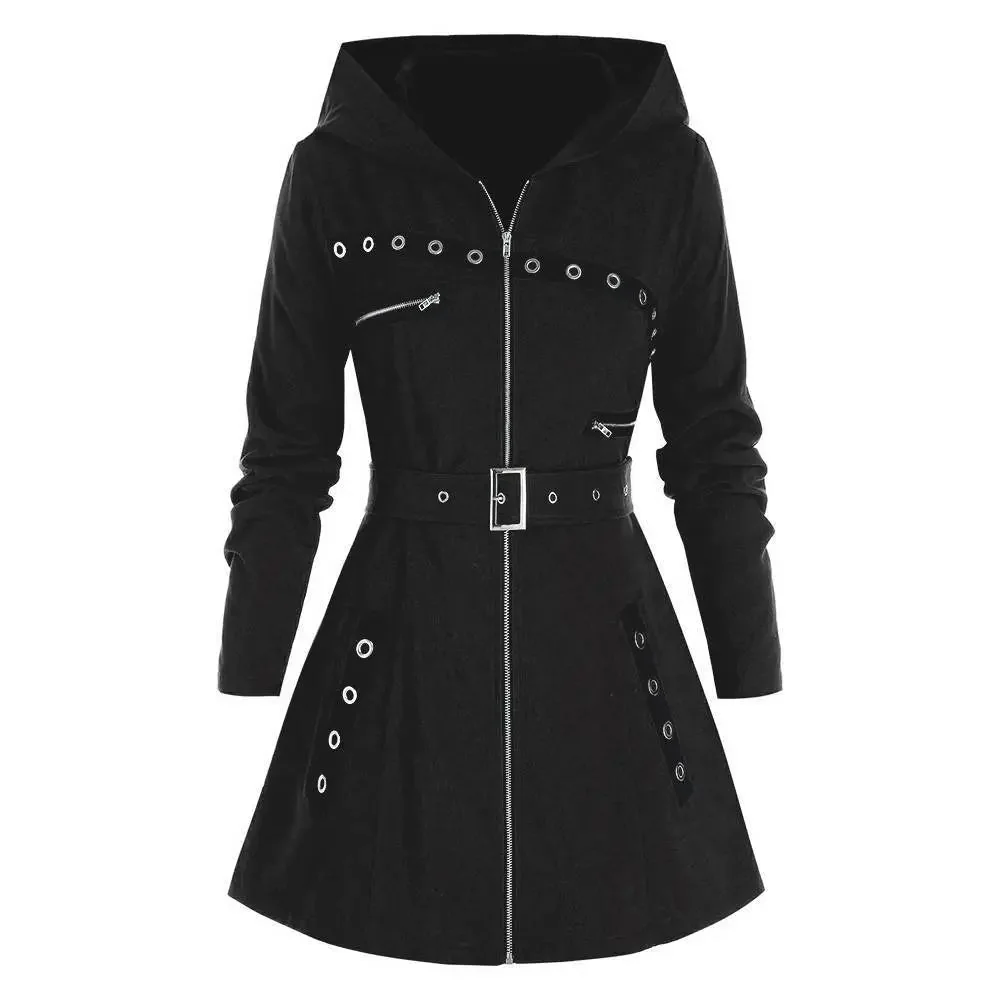 Black Womens Premium Cotton Hooded Coat
