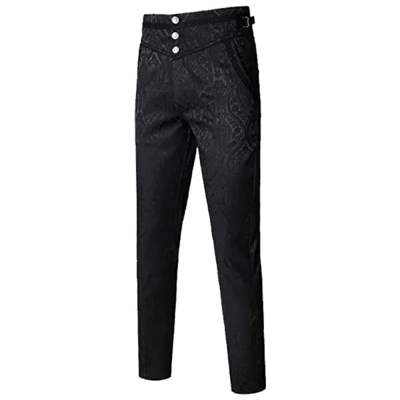 Gothic Style Cotton-Polyester Blend Mens Pants - Black