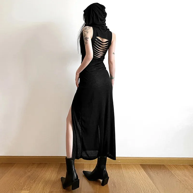 Elegant Black Cotton Polyester Womens Dress