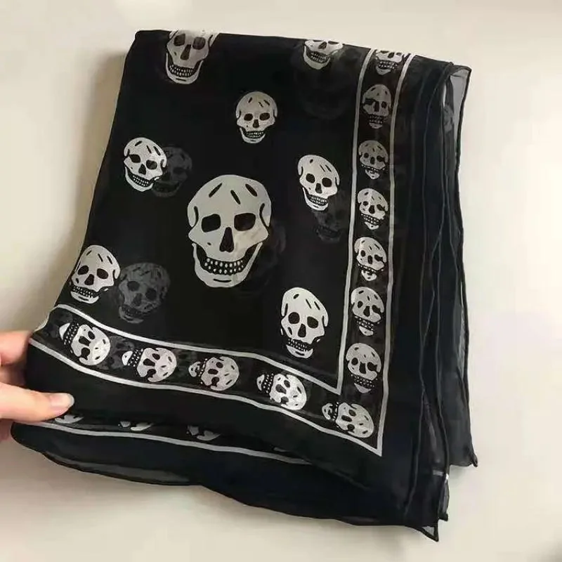 Black Skull Scarf Premium Cotton Polyester Blend 60cm