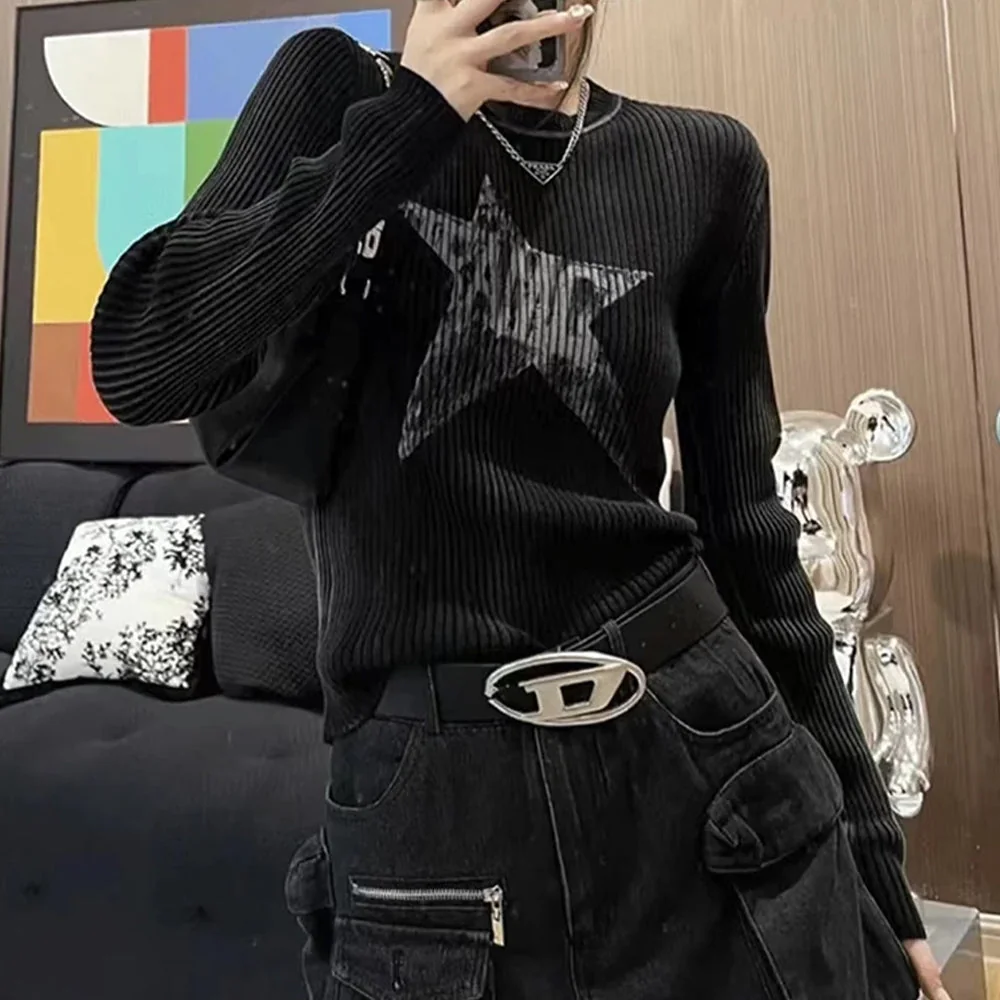 Premium Black Cotton Blend Womens Sweater