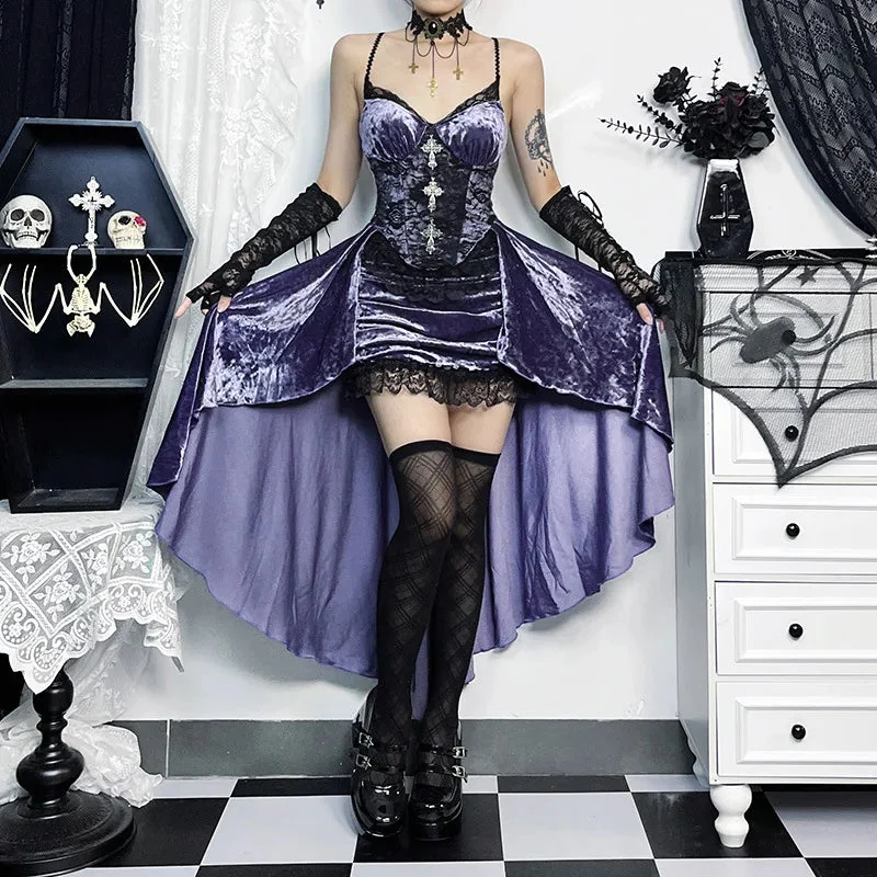 Velvet Gothic Dress in Purple - Premium Limited Edition