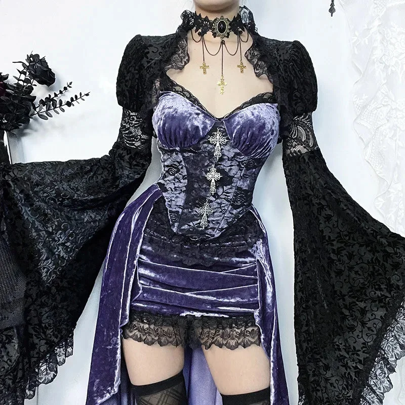 Velvet Gothic Dress in Purple - Premium Limited Edition