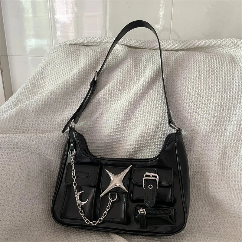 Black Faux Leather Handbag - Premium Womens Handbag