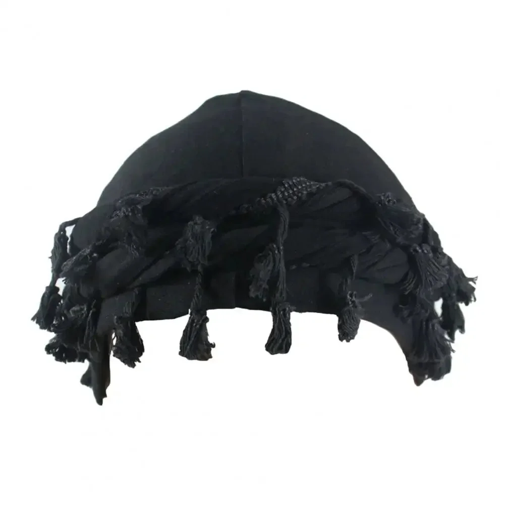Black Cotton Wrap Beanie for Men 58-60cm Circumference