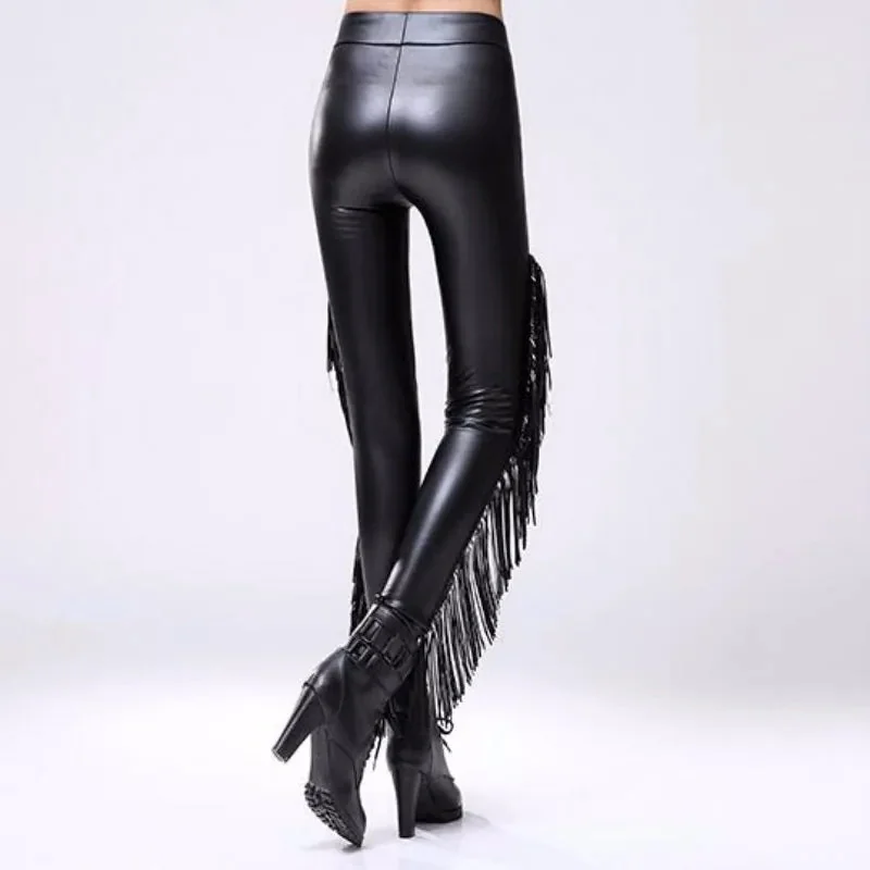 Fancy Retro Gothic Faux Leather Leggings