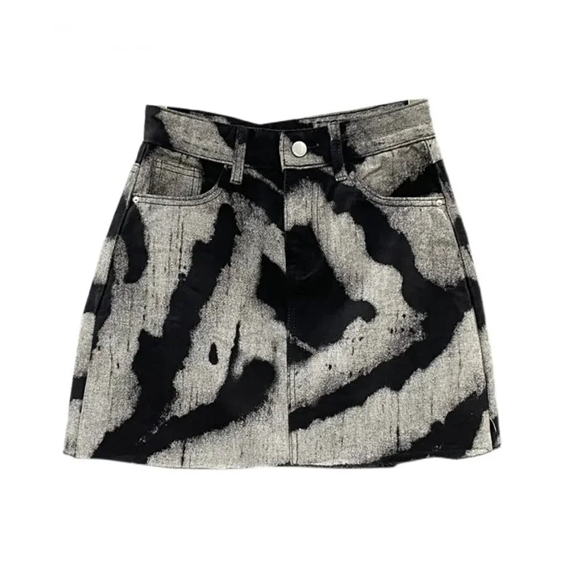 Gray Denim A-Line Skirt for Women