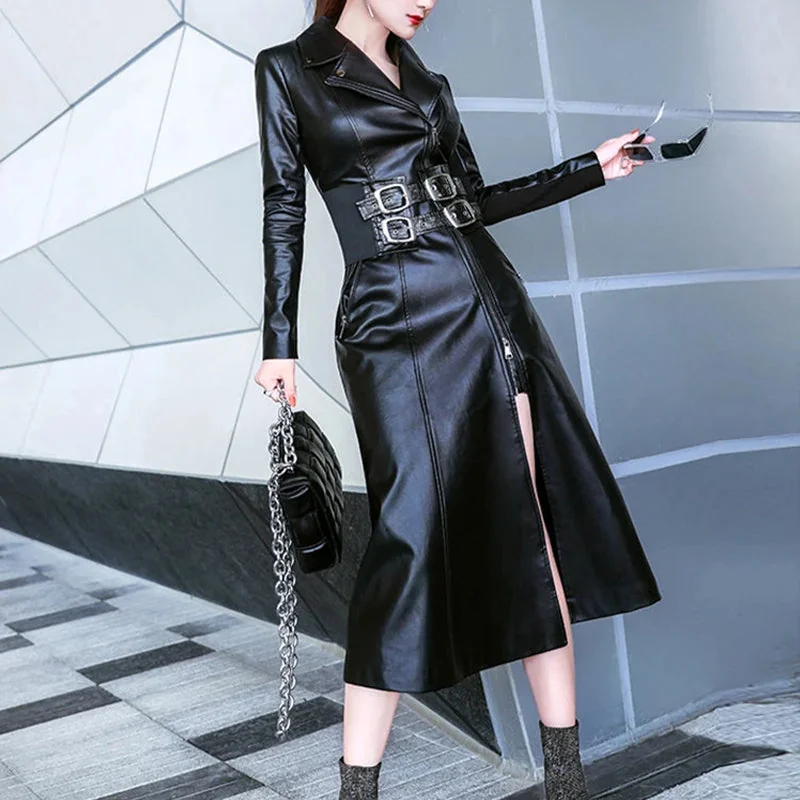 Premium Black Leather Maxi Dress - Limited Edition