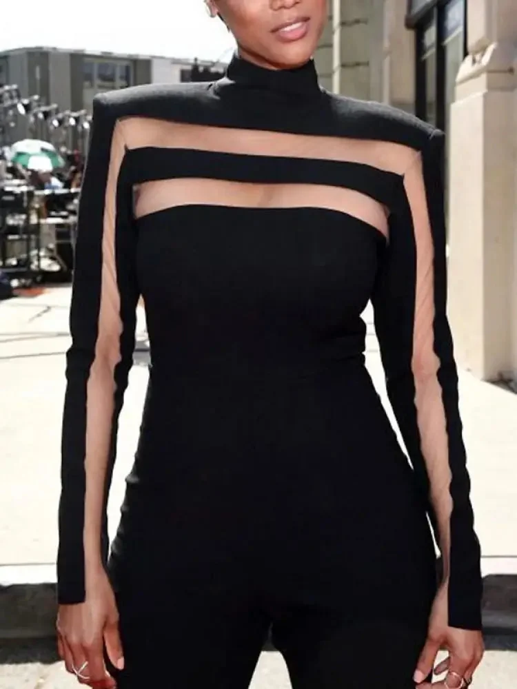 Black Mesh Top for Women