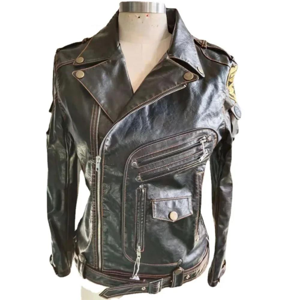 Black Mens Faux Leather Biker Jacket