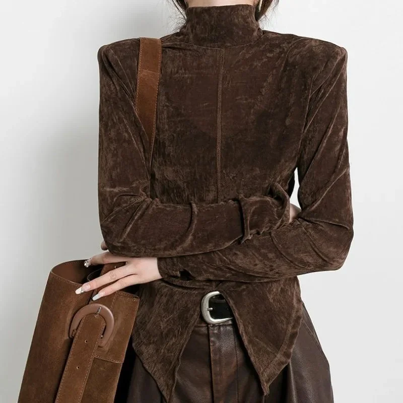 Elegant Brown Velvet Top for Women