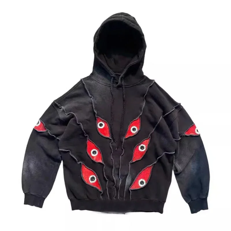 Black Gothic Style Cotton Polyester Hoodie for Unisex