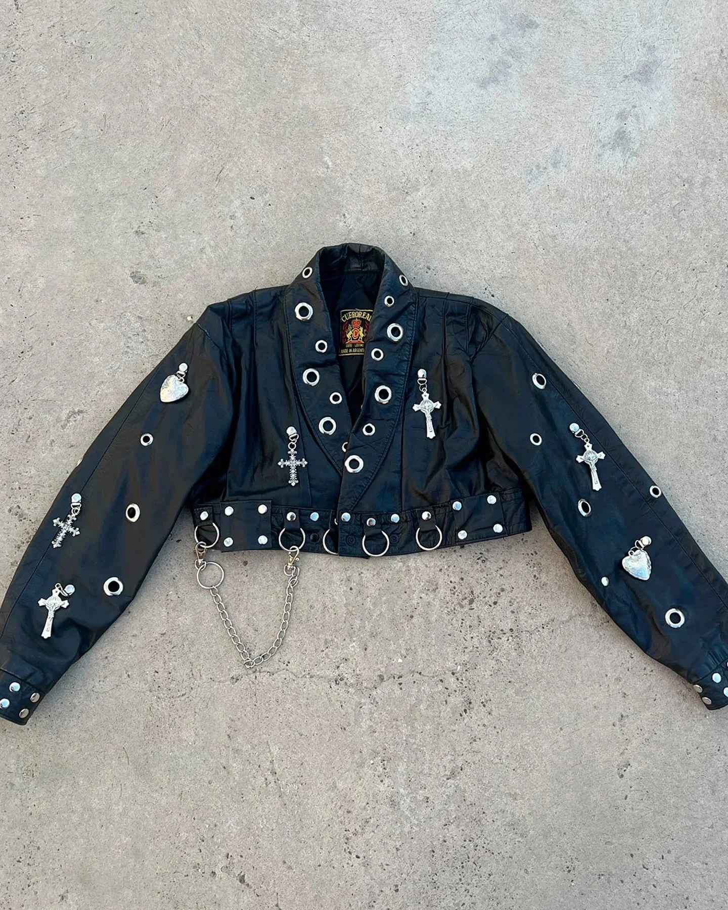 Gothic Style Black Faux Leather Jacket for Women