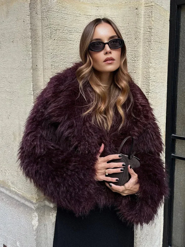 Burgundy Faux Fur Womens Jacket - Limited Edition