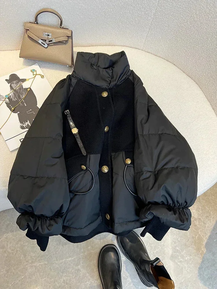 Elegant Black Coat for Women Premium Cotton Polyester Blend