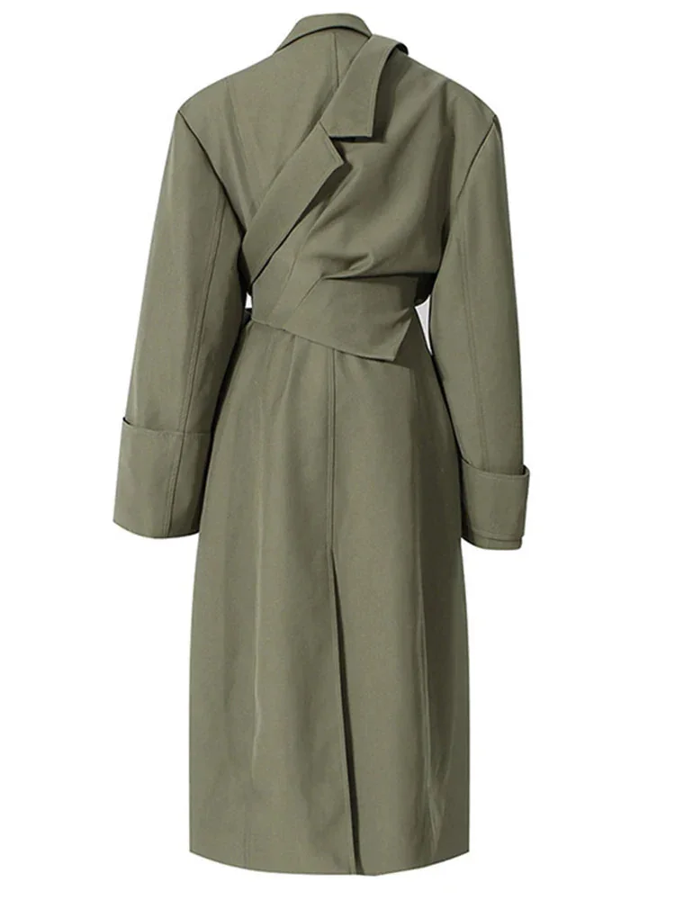 Green Trench Coat Jacket Womens Elegant Style