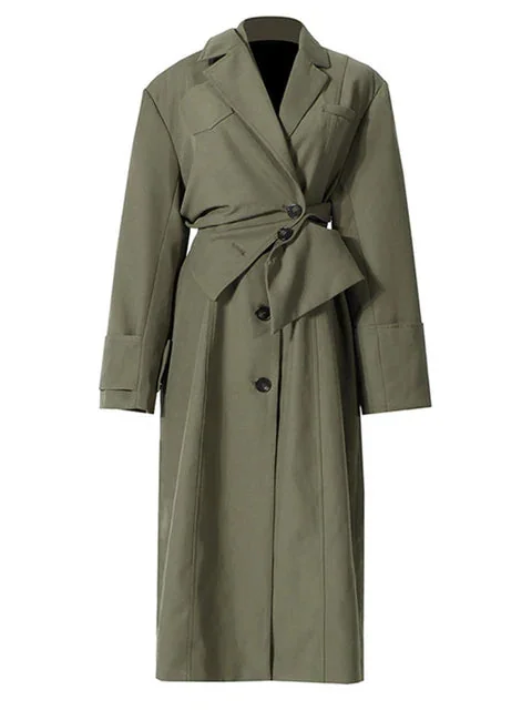 Green Trench Coat Jacket Womens Elegant Style