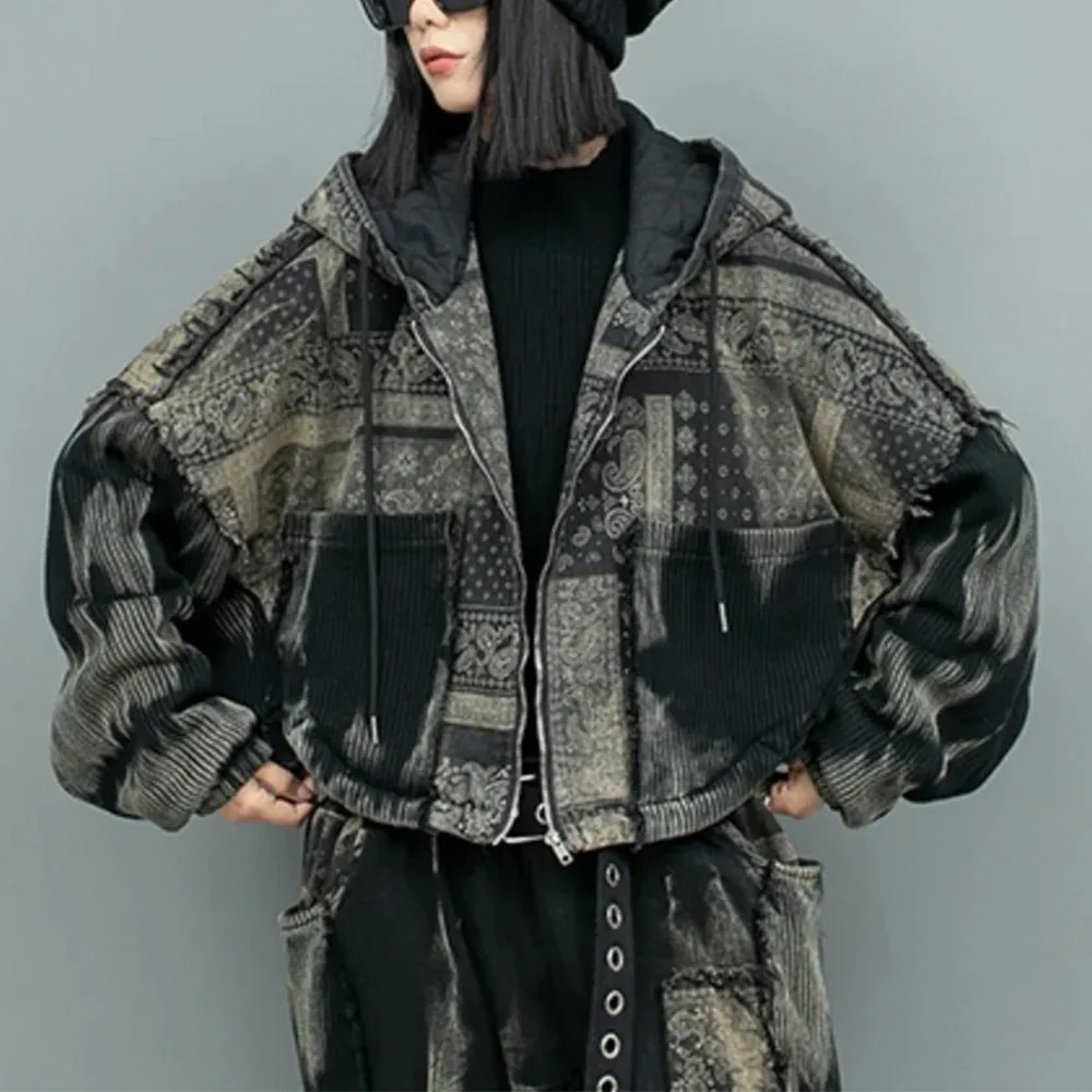 Limited Edition Black Vintage Hooded Coat for Women
