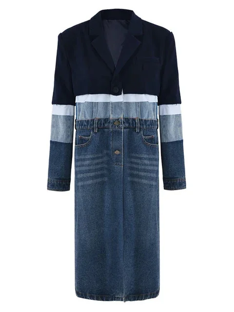Blue Denim Womens Overcoat - Premium Cotton Blend Jacket