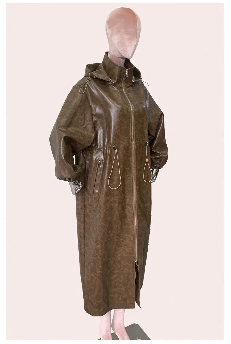 Brown Faux Leather Womens Jacket - Limited Edition