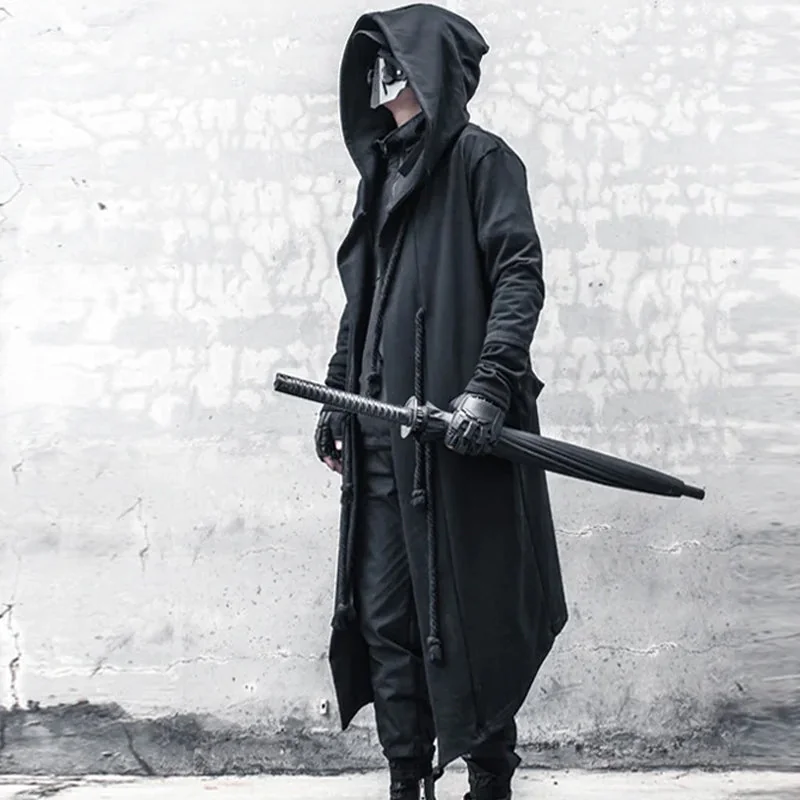 Black Hooded Cloak for Men Premium Cotton Polyester Blend