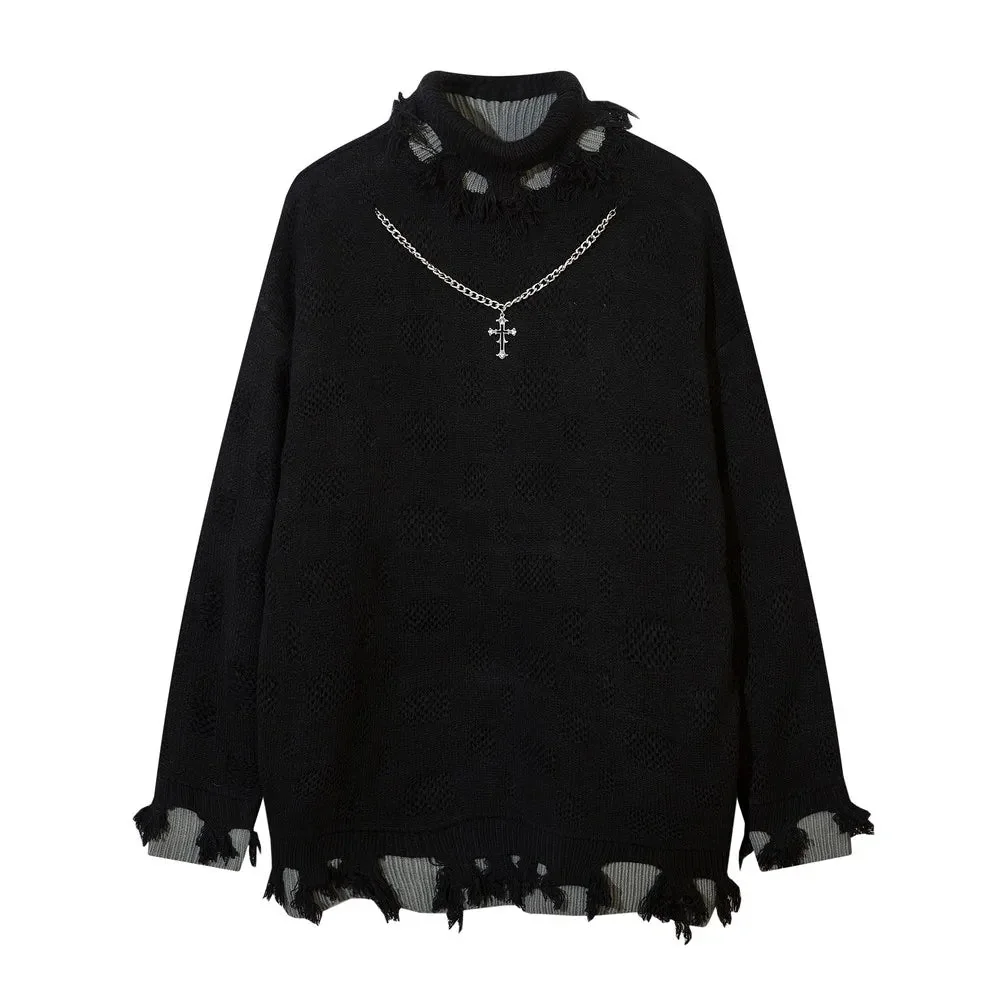 Gothic Vintage Black Pullover for Women Premium Cotton Blend