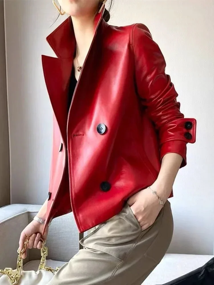 Red Faux Leather Womens Jacket - Limited Edition Style