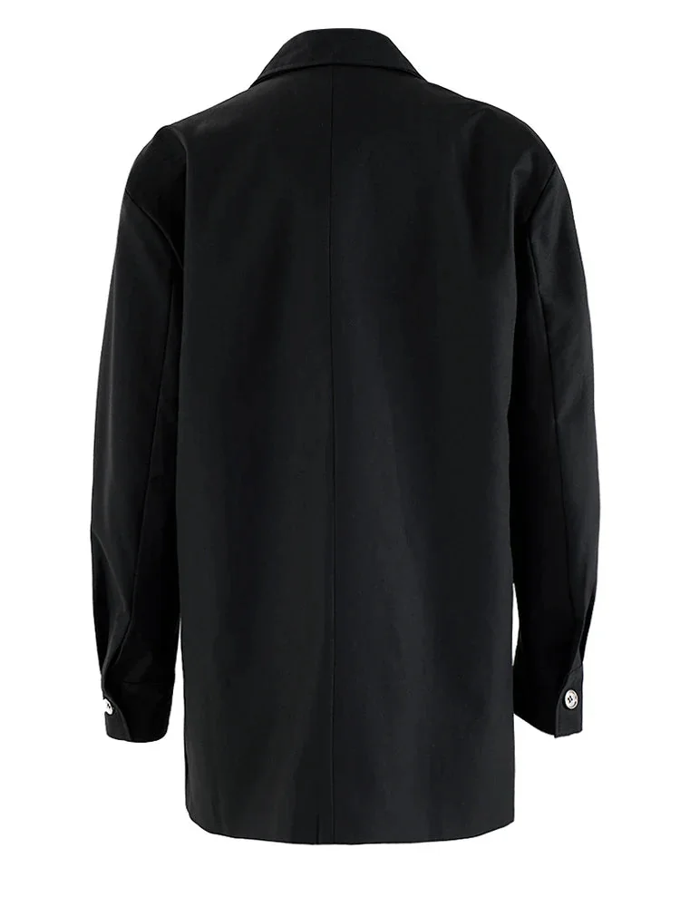 Black Casual Zipper Jacket for Women