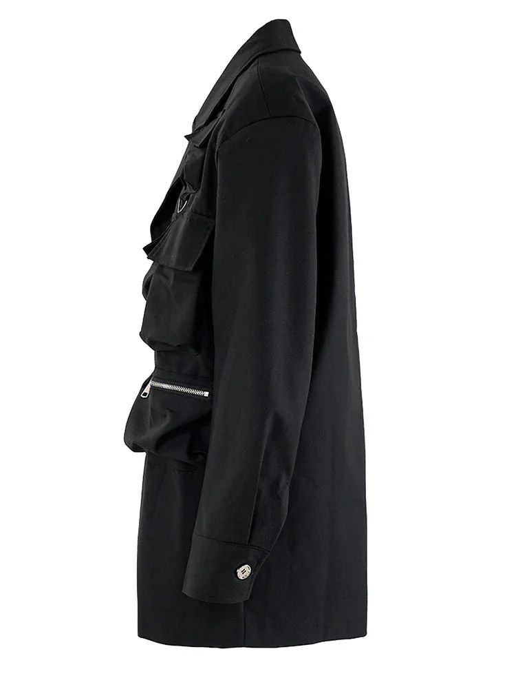 Black Casual Zipper Jacket for Women